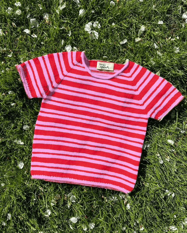 Reimagined pattern in pink and red stripes